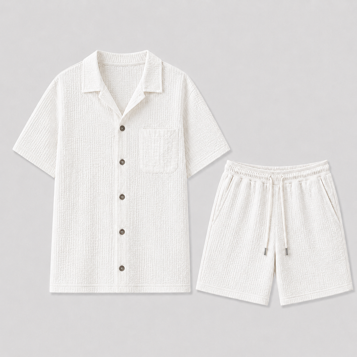 Herren Leinen-Set – Zweiteiler mit Kurzarmhemd & Shorts für den Sommer