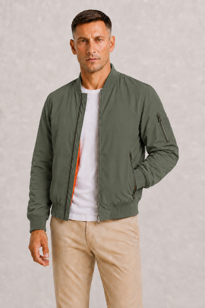 Herre Oversized Bomberjakke med Full Zip