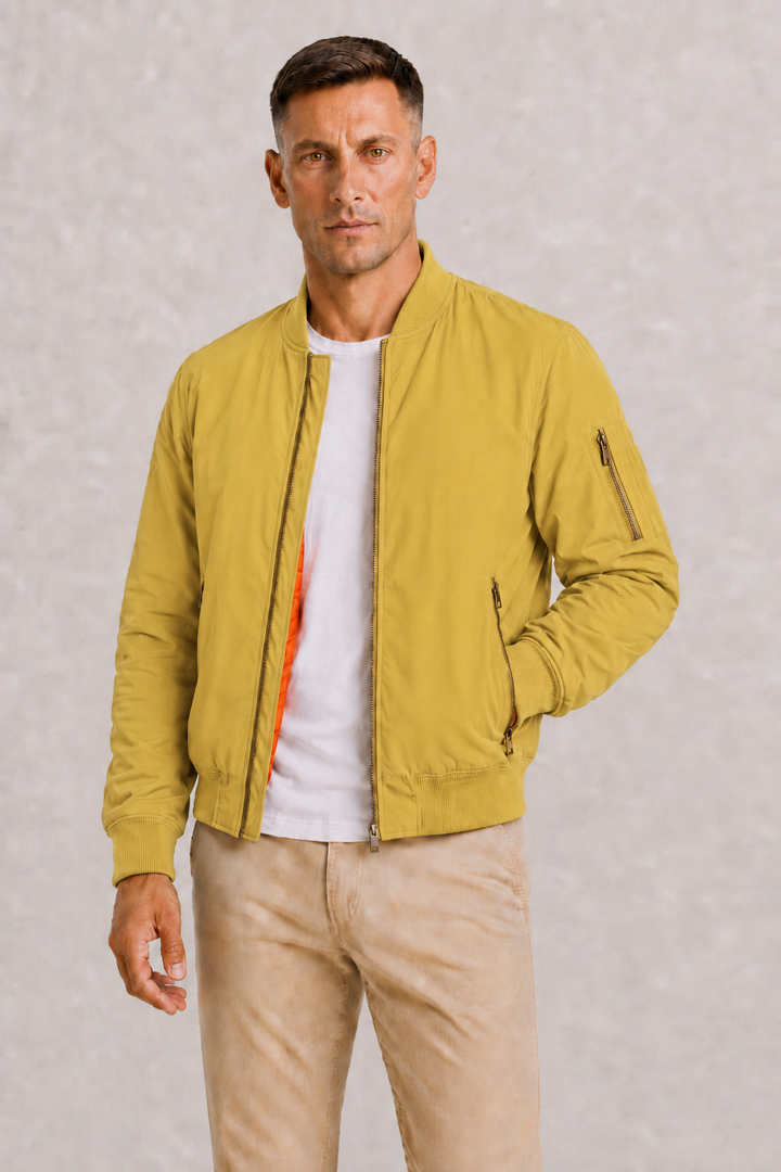 Herre Oversized Bomberjakke med Full Zip
