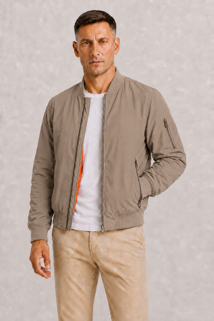 Herre Oversized Bomberjakke med Full Zip