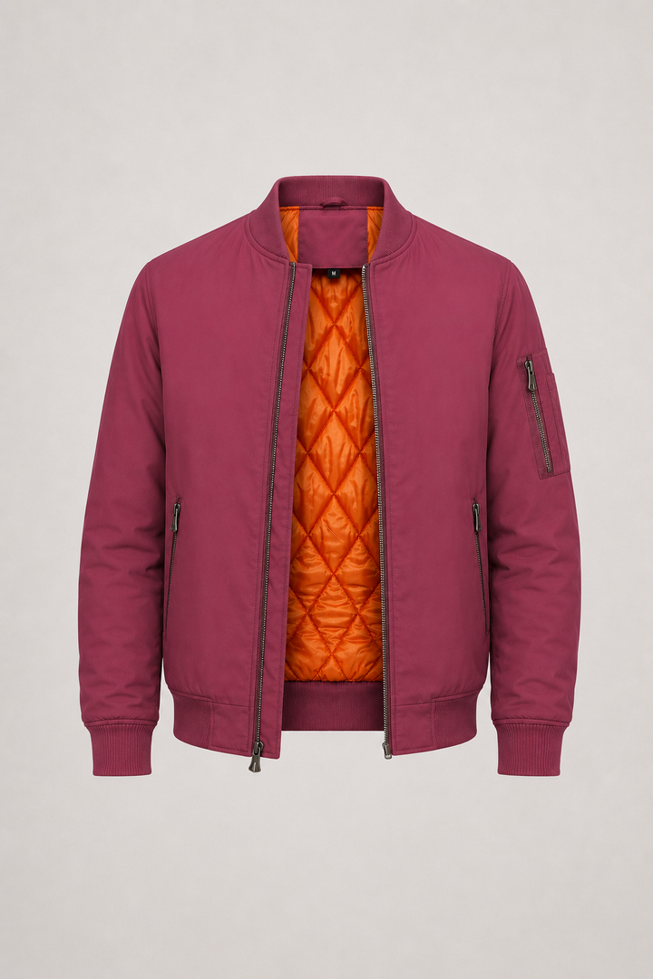 Herre Oversized Bomberjakke med Full Zip