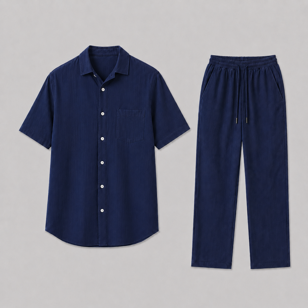Herre Sommer Set med Shirt og Wide-Leg Bukser