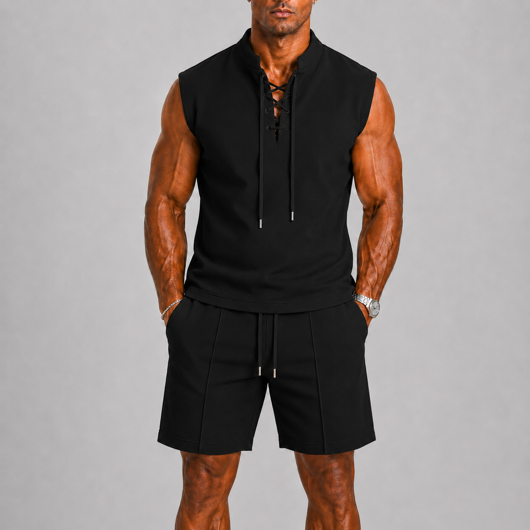 Herre Sleeveless Sommer Set med Shorts