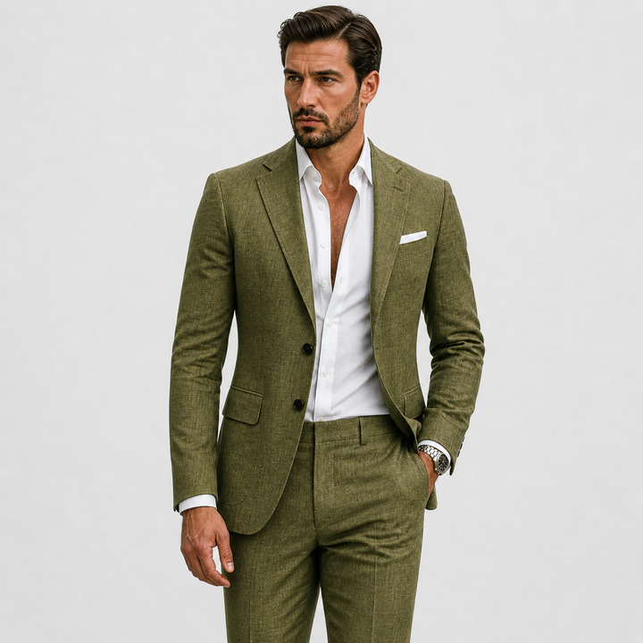 Herren-Leinenanzug – Zweiteiliges Slim-Fit-Set mit Sommerblazer & Hose