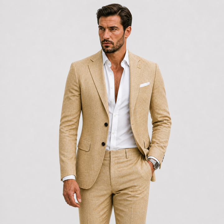 Herren-Leinenanzug – Zweiteiliges Slim-Fit-Set mit Sommerblazer & Hose