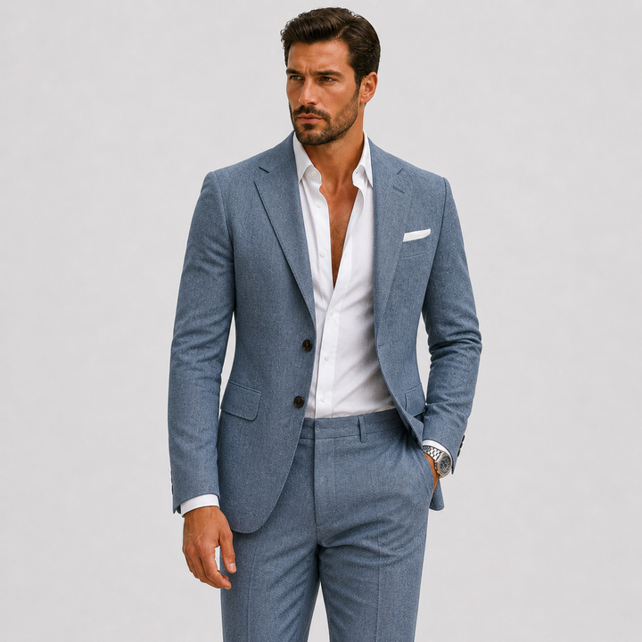 Herren-Leinenanzug – Zweiteiliges Slim-Fit-Set mit Sommerblazer & Hose