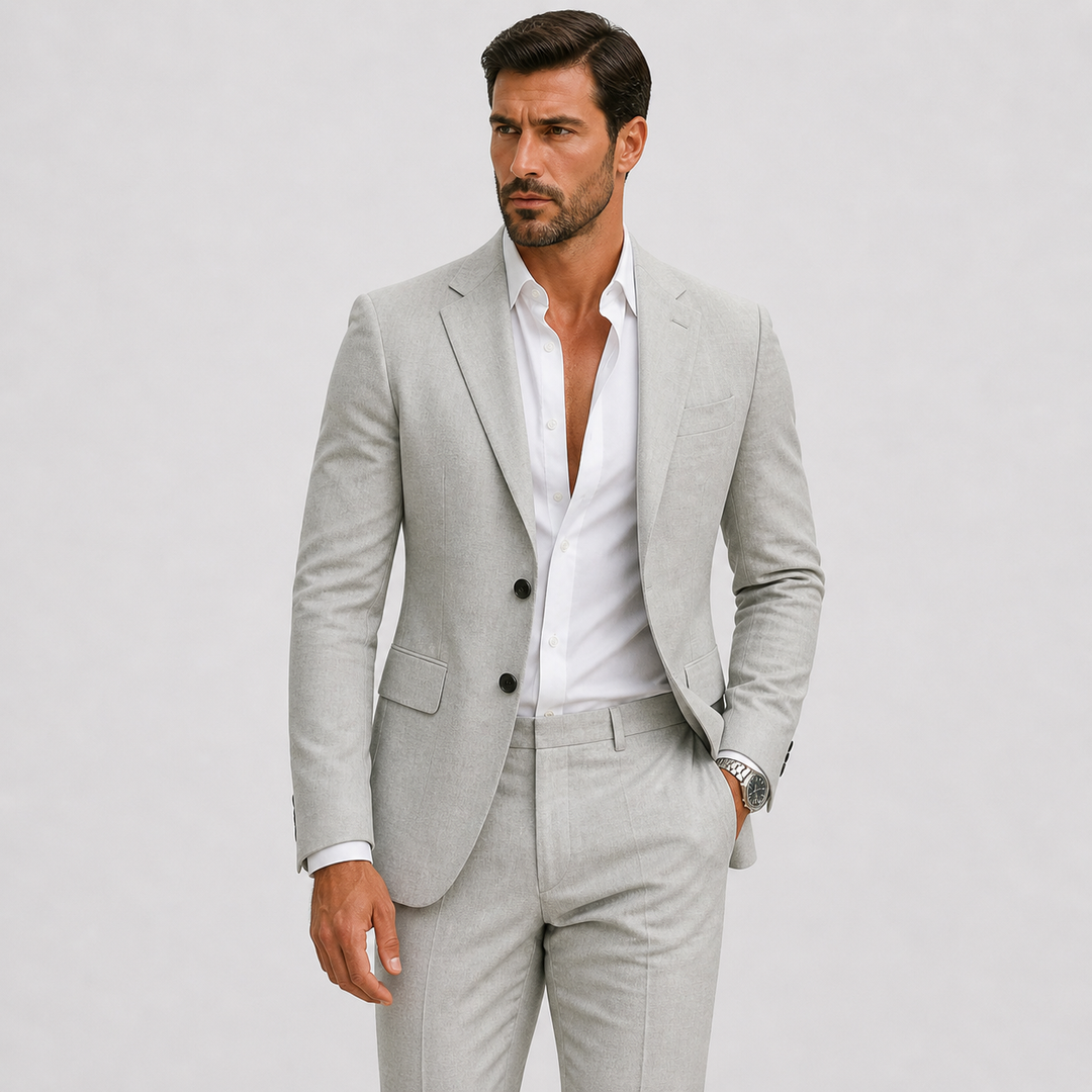 Herre Slim-Fit Hør Jakkesæt til Sommer