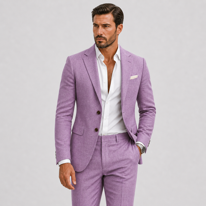 Herre Slim-Fit Hør Jakkesæt til Sommer