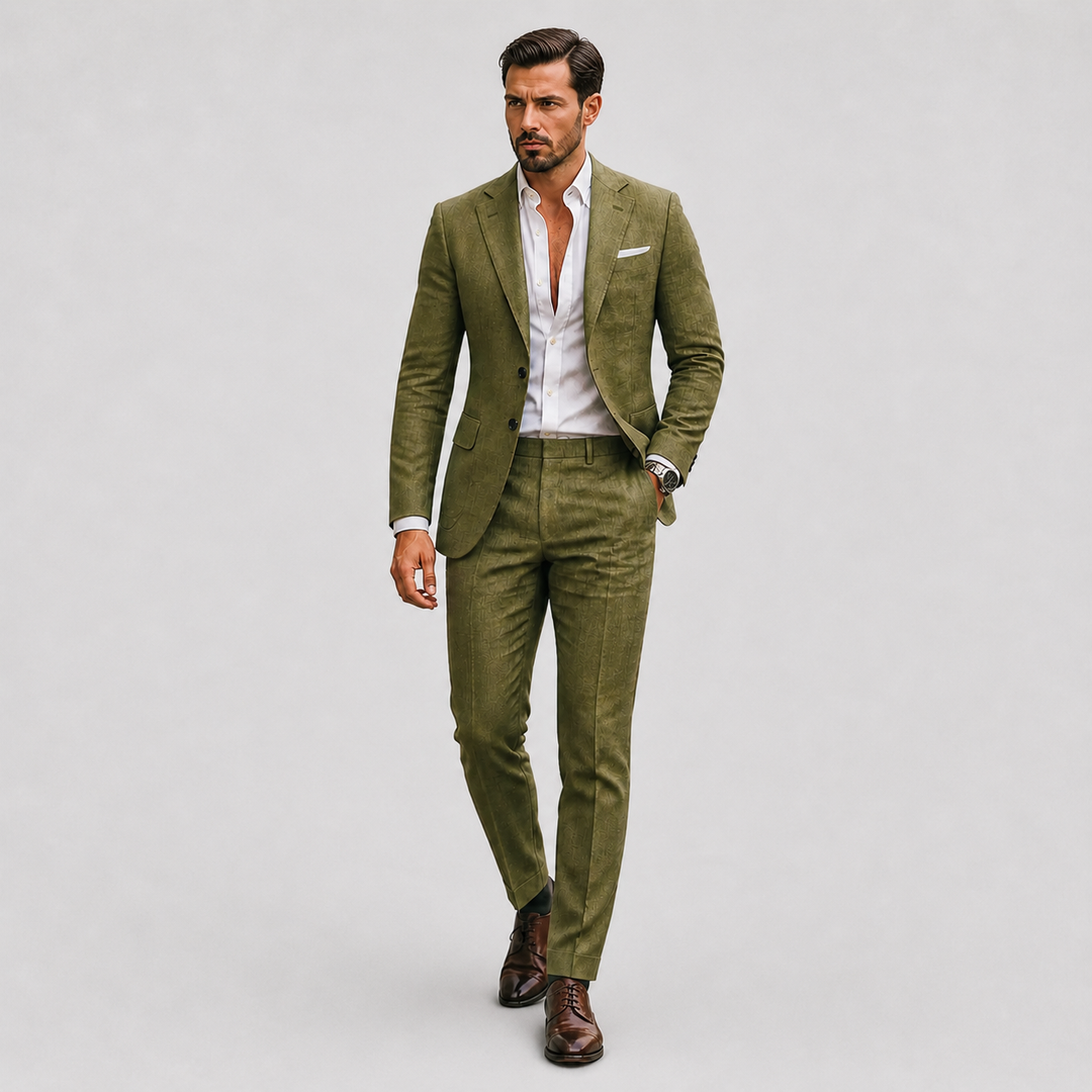 Herren-Leinenanzug – Zweiteiliges Slim-Fit-Set mit Sommerblazer & Hose