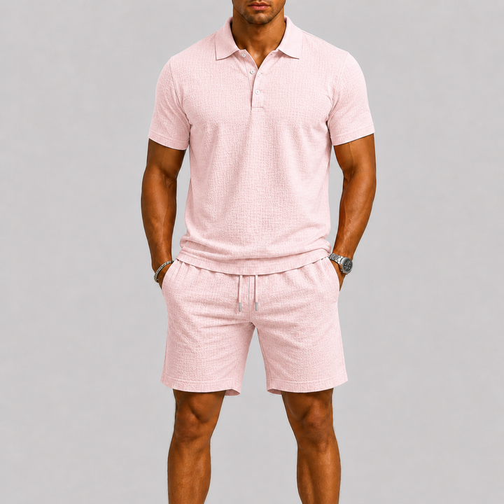Herre Jacquard Shirt og Shorts Sommer Set