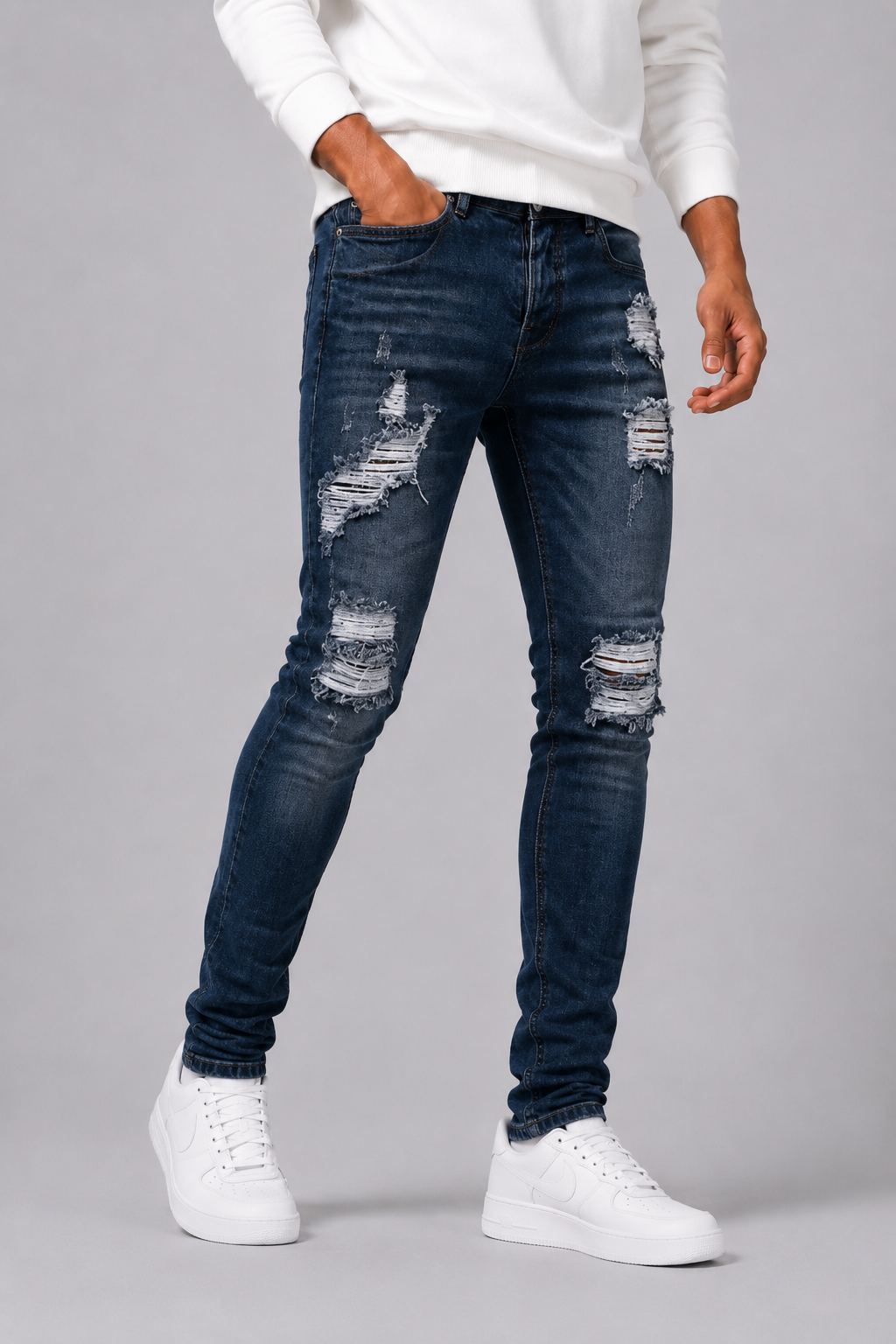 Herre Slim-Fit Ripped Jeans