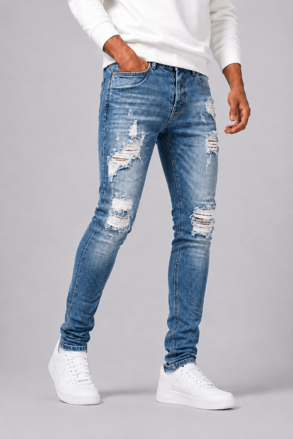 Herre Slim-Fit Ripped Jeans