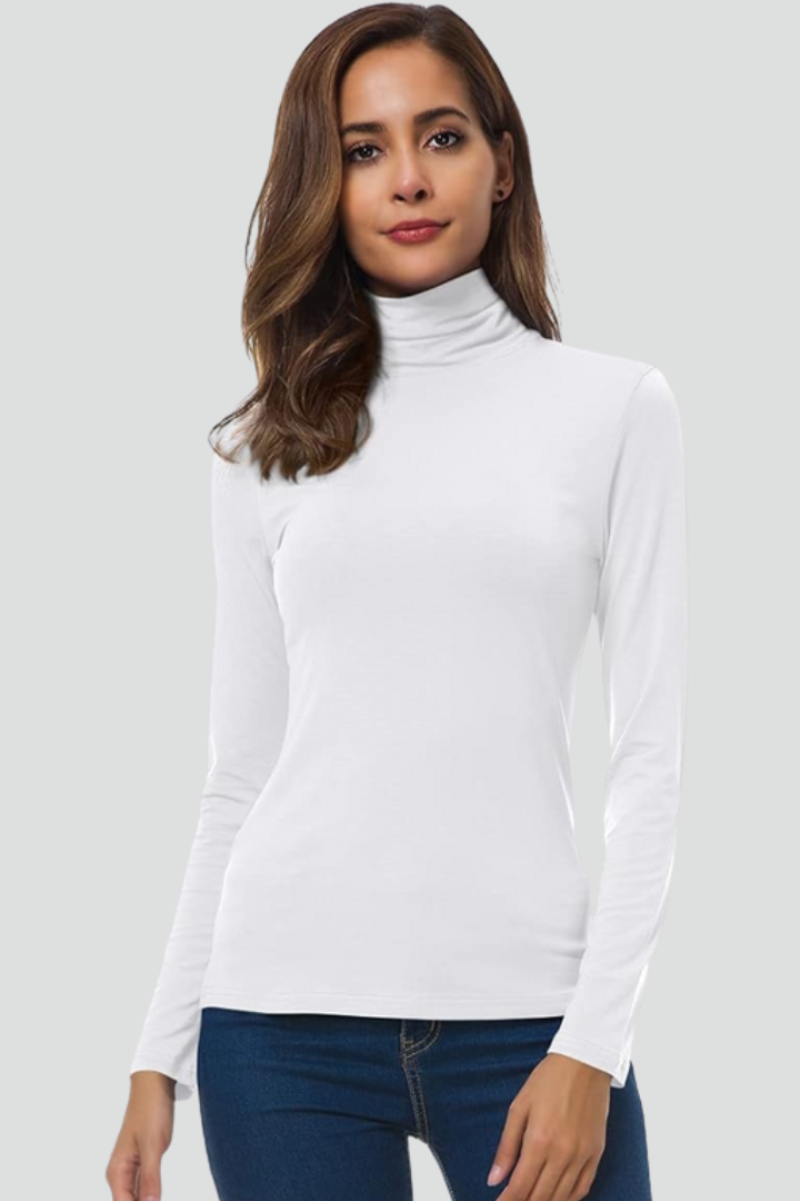 Edda | Women’s Turtleneck Sweater with Long Sleeves and Plain Surface