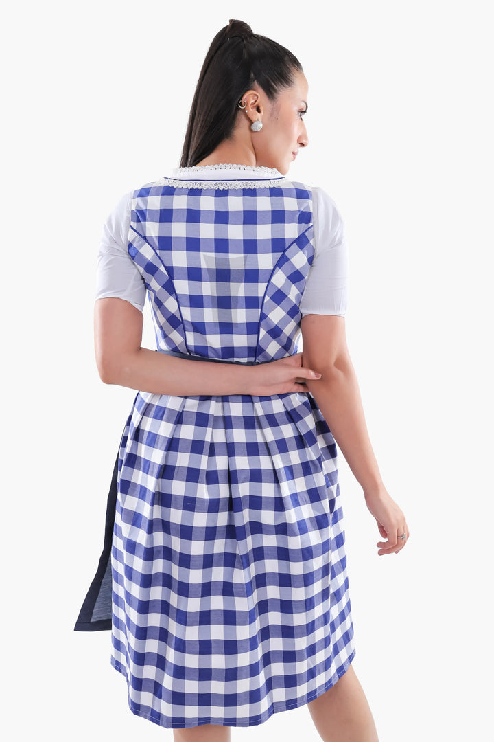 Gudrun | Women's Denim Check Midi Dirndl Dress - view 5