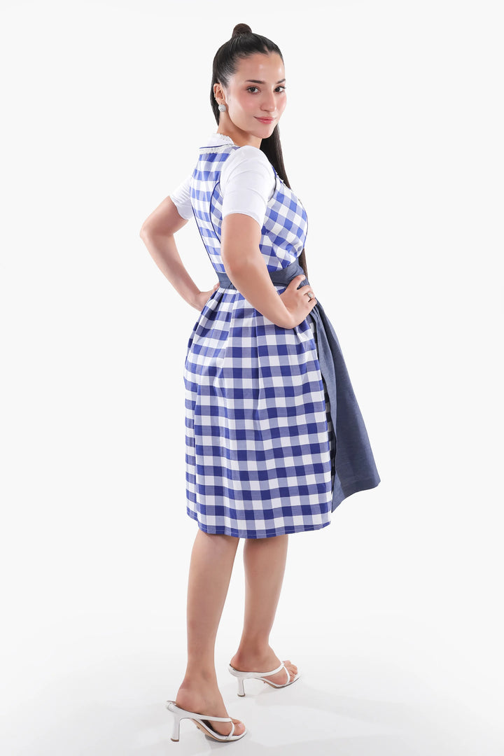 Gudrun | Women's Denim Check Midi Dirndl Dress - view 6