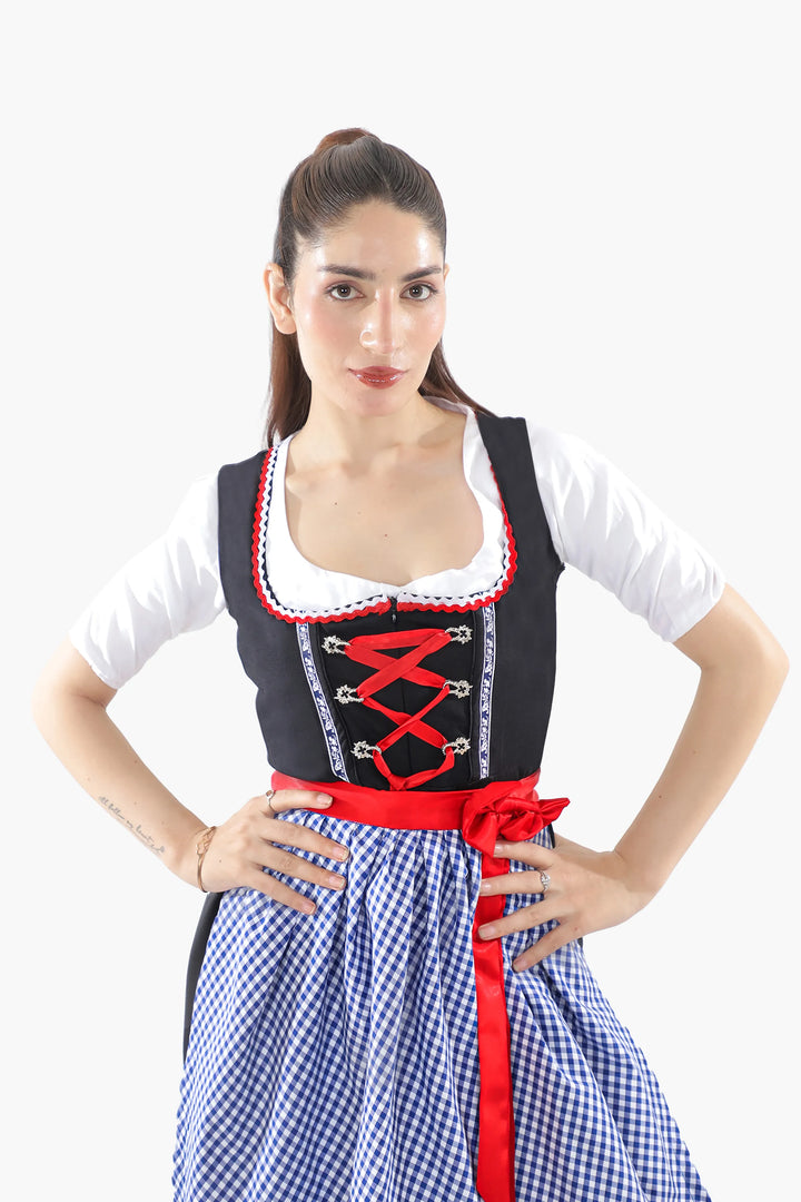 Liesl | Women's Cotton Dirndl Dress with Checked Apron - view 4