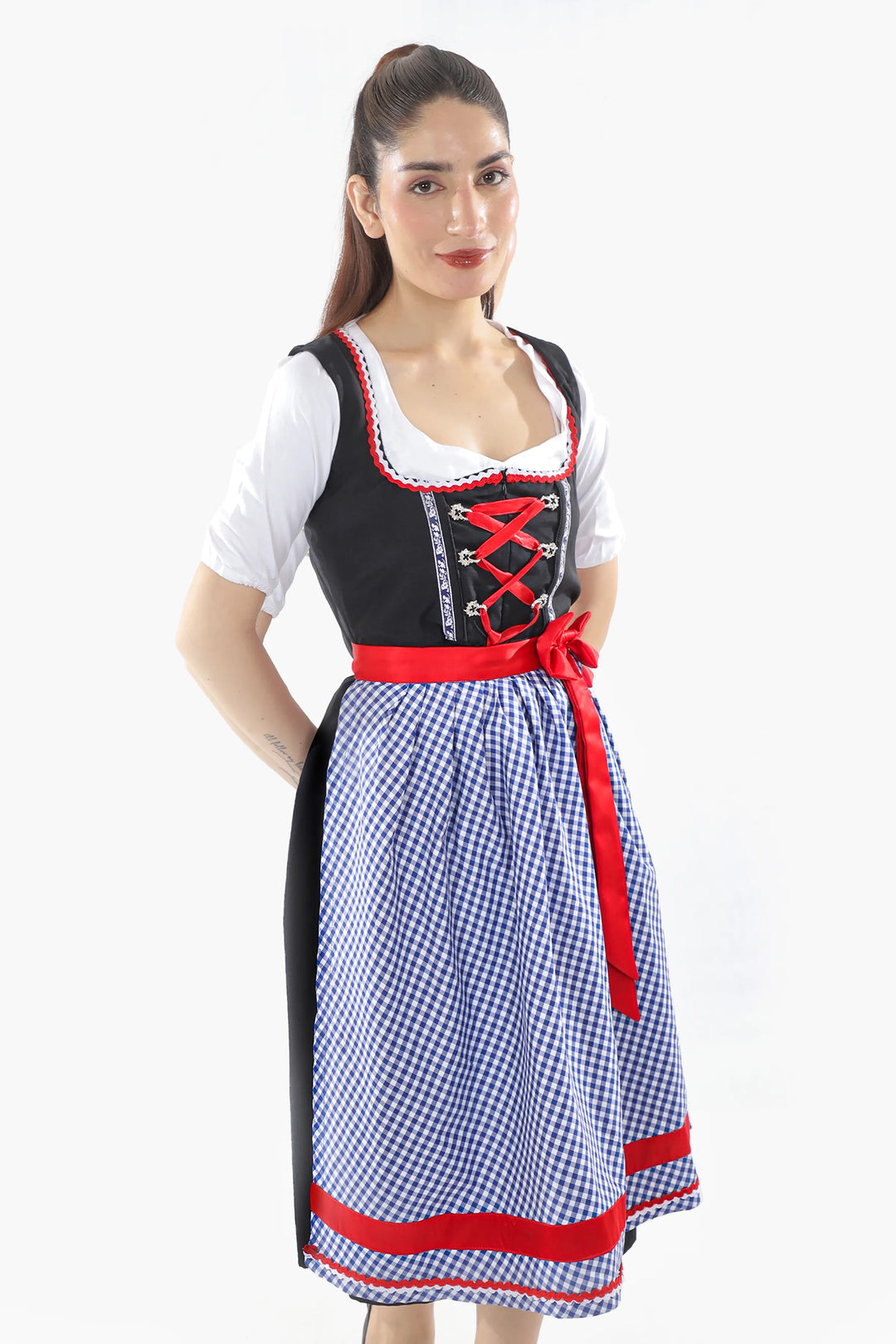Liesl | Women's Cotton Dirndl Dress with Checked Apron - view 2