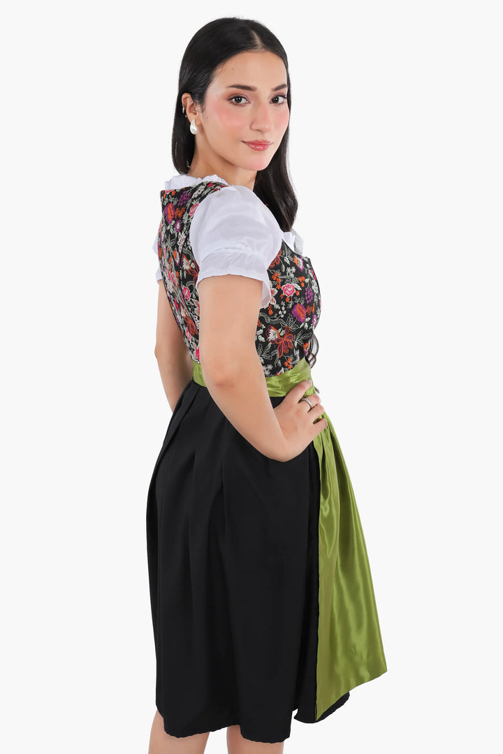 Hedwig | Women's Floral Dirndl Dress with Green Apron - view 5