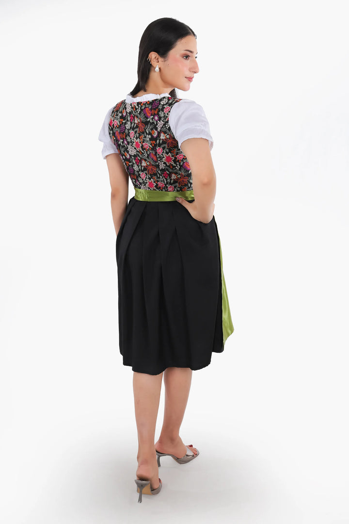 Hedwig | Women's Floral Dirndl Dress with Green Apron - view 6