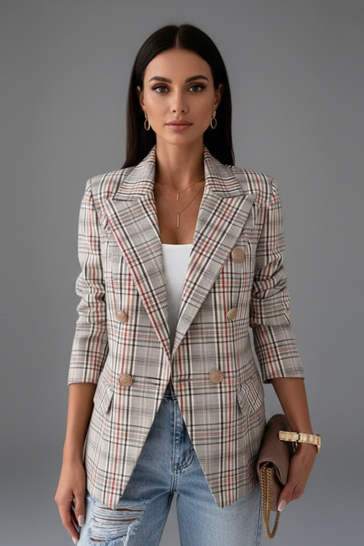 Erlinda | Women’s Blazer with Lapels and Textured Surface