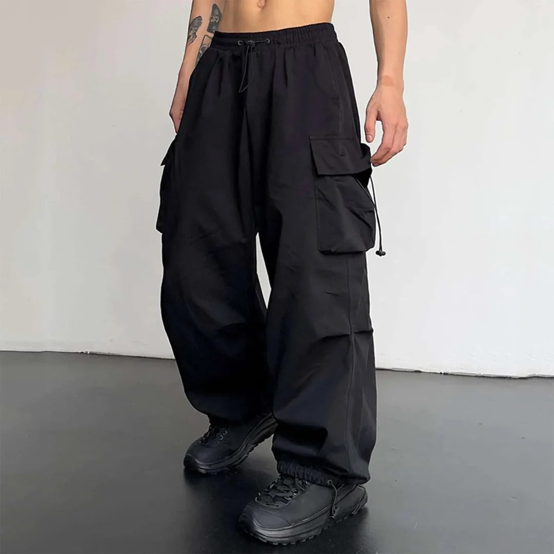 Finnian Wide-Leg Parachute Cargo Pants with Toggle Hems - image 1