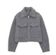 Margot | Women's Cropped Zip-Front Teddy Coat for Cold Weather in Grey