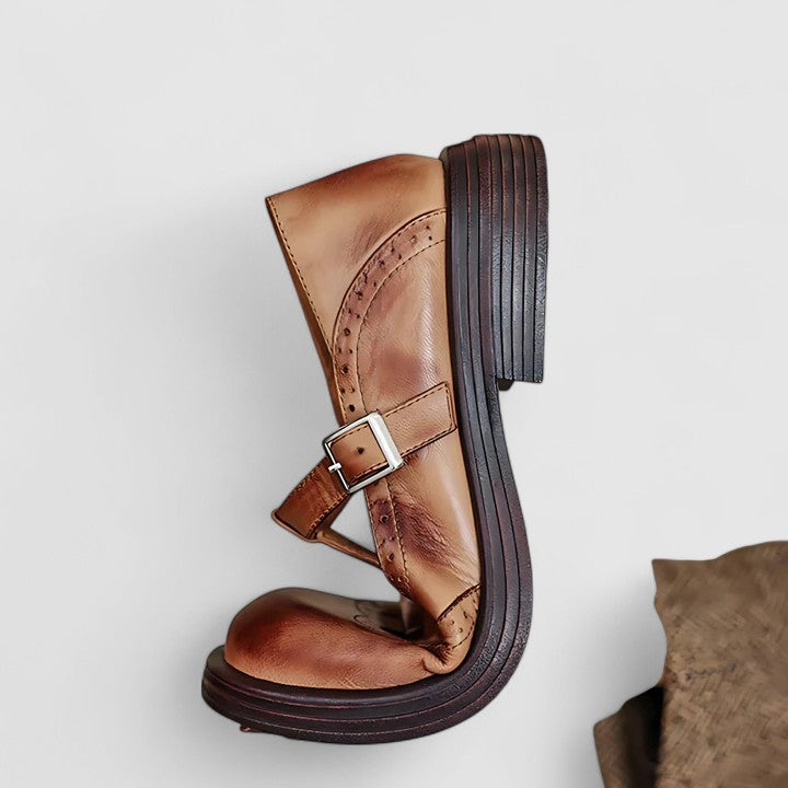 Marnie | Women's Leather T-Bar Brogue Flats image 4