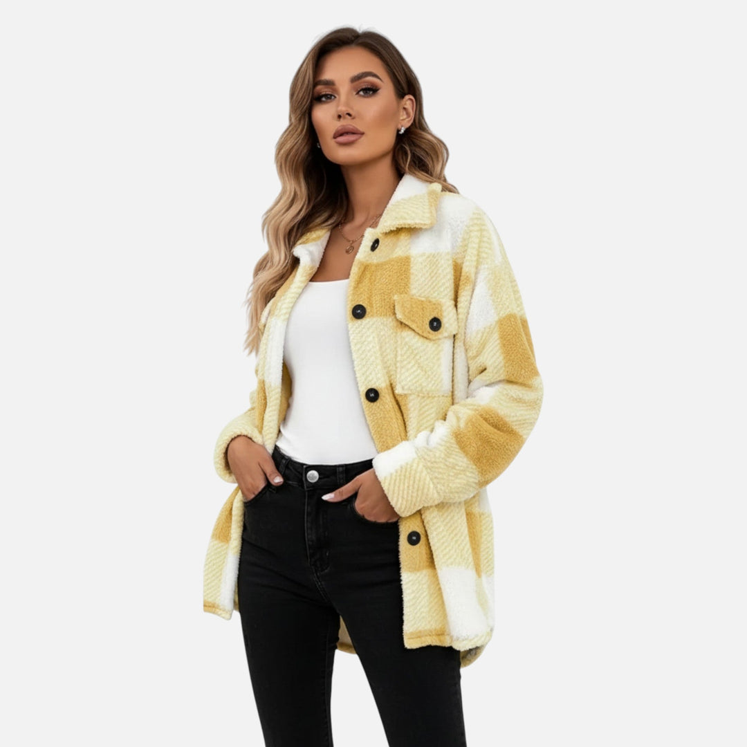 Klementine | Women's Checkered Plush Winter Jacket