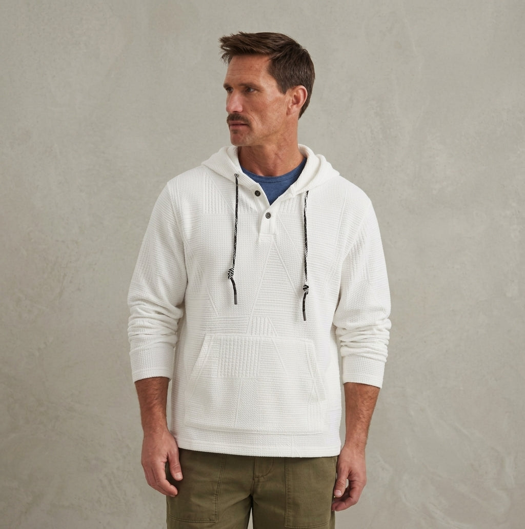 George | Men's Striped Henley Hoodie