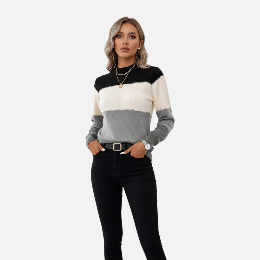 Charlene | Women's Striped Knit Crew Neck Sweater