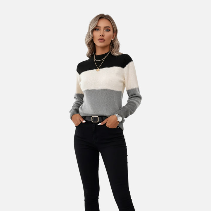 Charlene | Women's Striped Knit Crew Neck Sweater