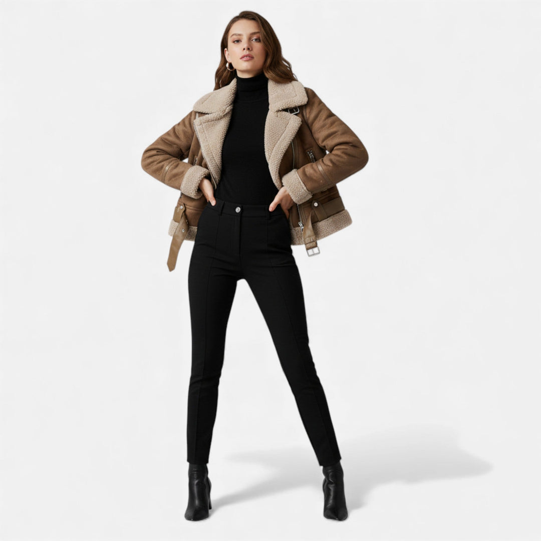 Margriet | Women's Suede Lambswool Lapel Jacket
