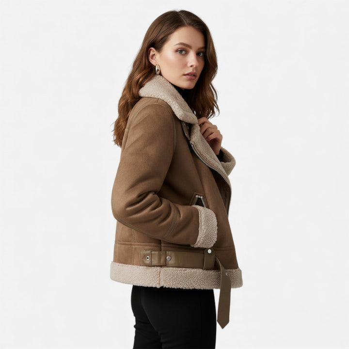 Margriet | Women's Suede Lambswool Lapel Jacket
