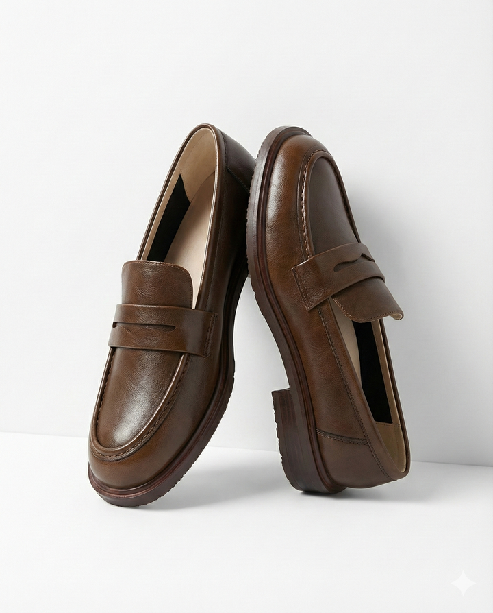 Liliane Smooth Leather-Look Penny Loafers - image 1