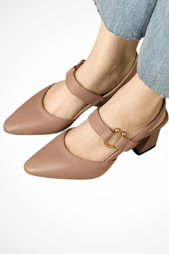 Pauline Square-Toe Slingback Block Heels with Buckle Strap - image 7