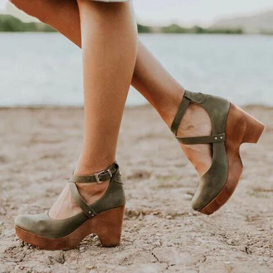Teresa | Platform Wedge Heels with Ankle Strap for Women - Lavinem