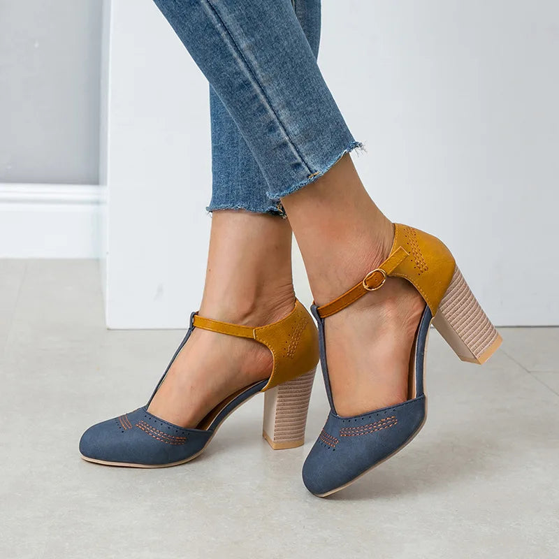 Perrine | Women's Comfort T-Bar Block Heel Pumps image 2