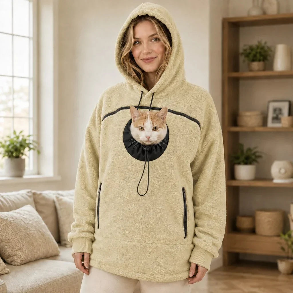 Thessaly | Women's Hands-Free Pet Carrier Hoodie with Front Pouch