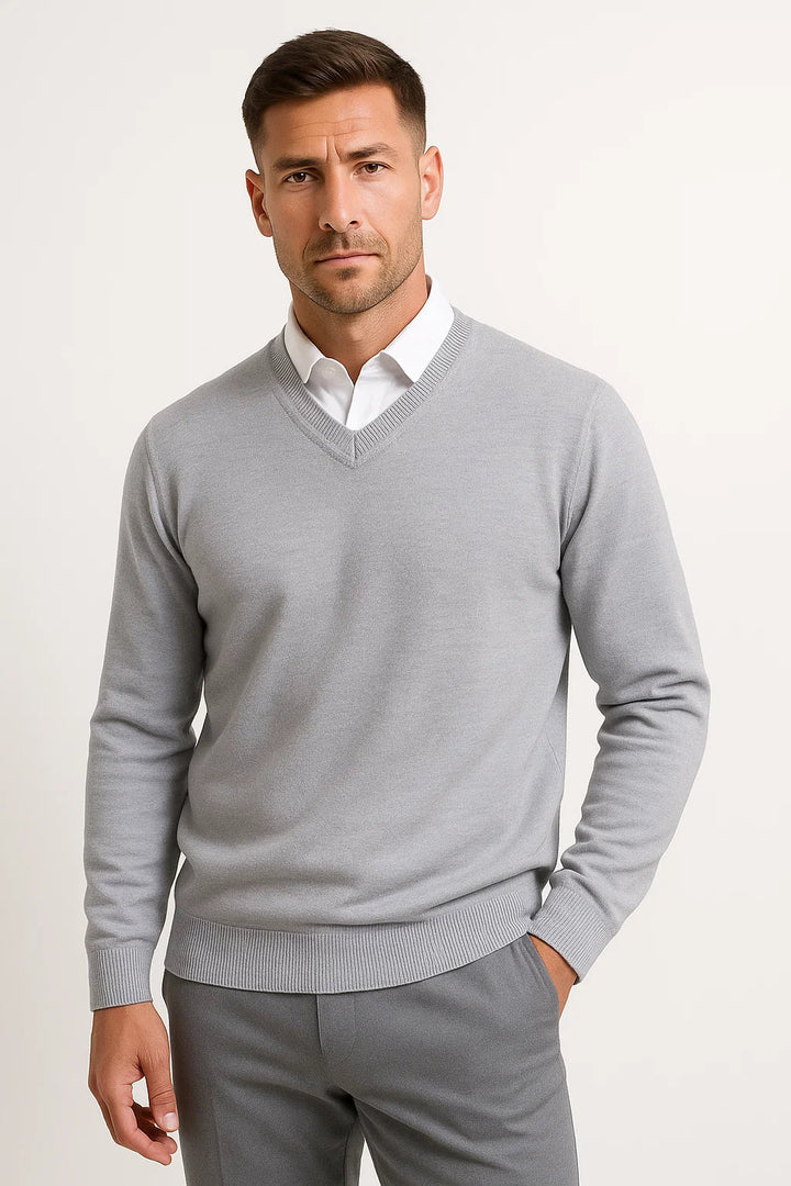 Herre V-udskæring Cashmere Pullover, Smal pasform