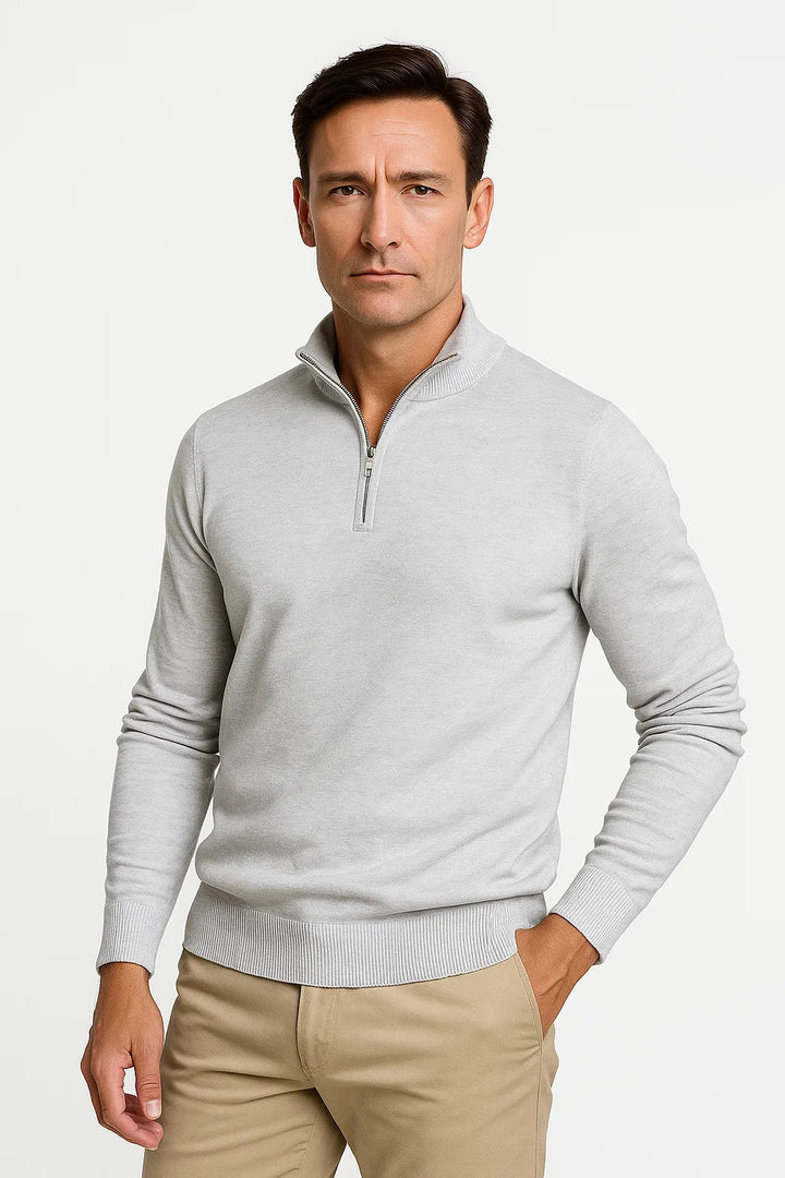 Herre Quarter-Zip Bomuld-Blend Trøje med Klassisk pasform