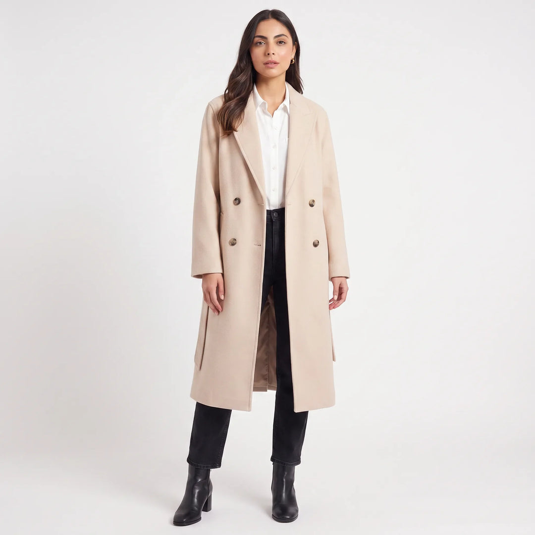 Rosaline | Women's Long Lapel Collar Coat for Cold Weather