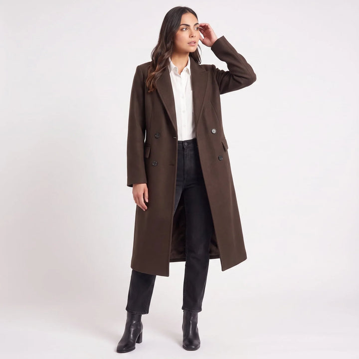 Rosaline | Women's Long Lapel Collar Coat for Cold Weather