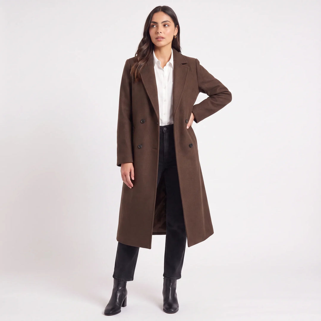 Rosaline | Women's Long Lapel Collar Coat for Cold Weather