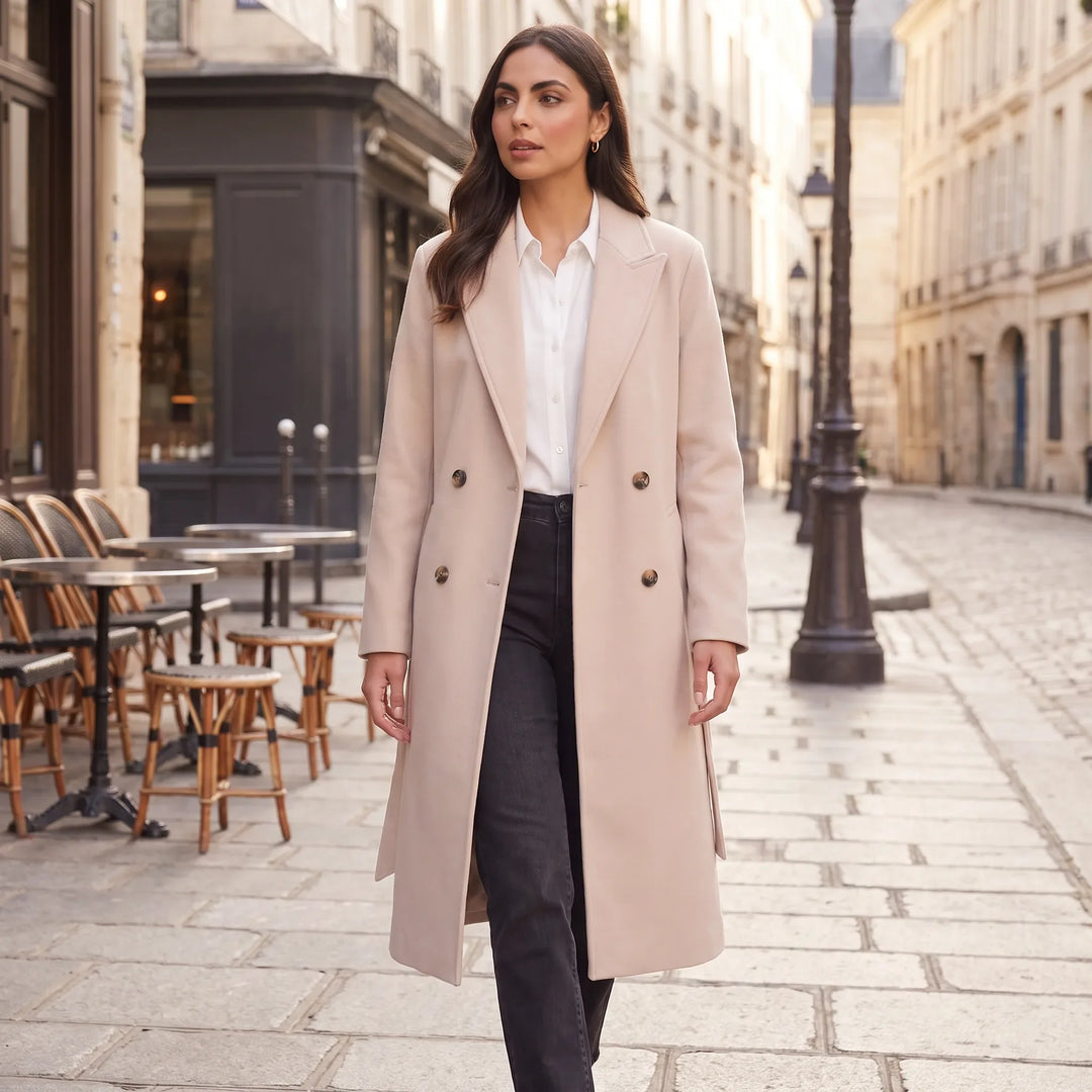 Rosaline | Women's Long Lapel Collar Coat for Cold Weather