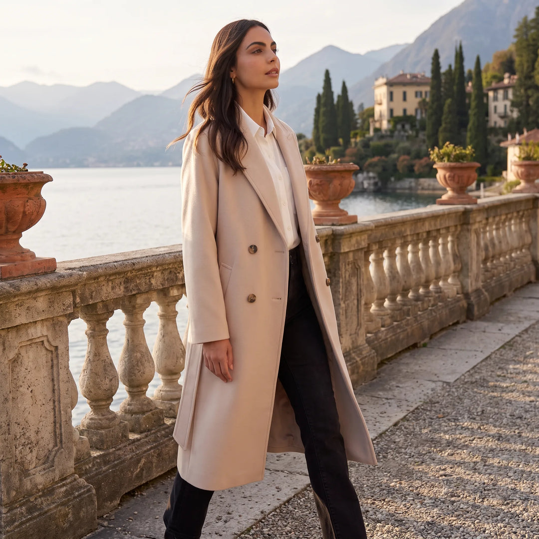 Rosaline | Women's Long Lapel Collar Coat for Cold Weather