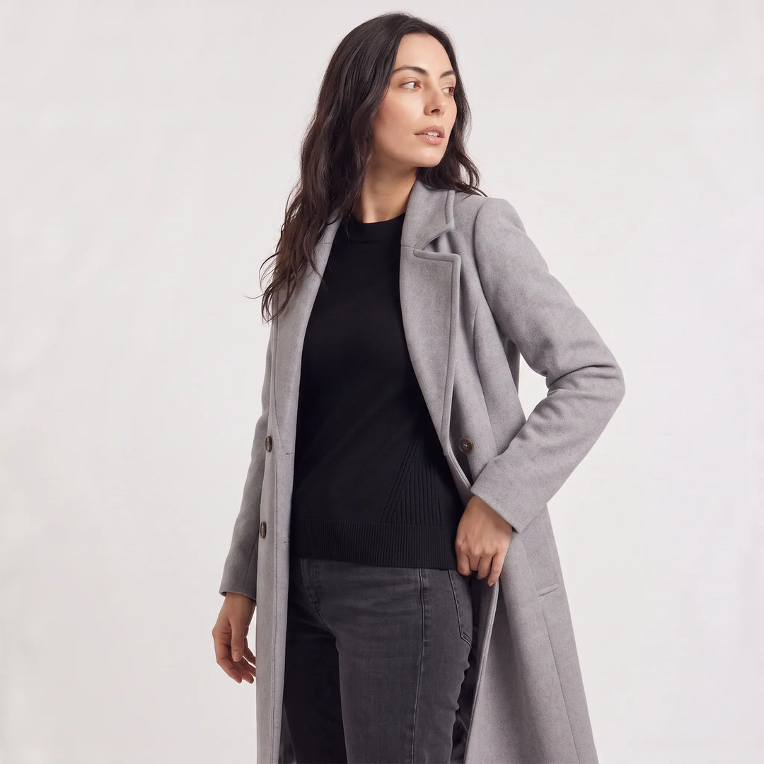 Nolwenn | Women's Wool-Blend Notch Collar Coat for Cold Weather