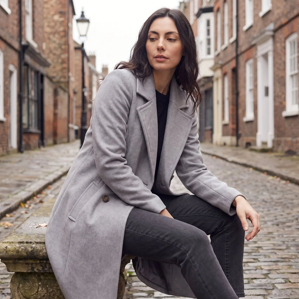 Nolwenn | Women's Wool-Blend Notch Collar Coat for Cold Weather