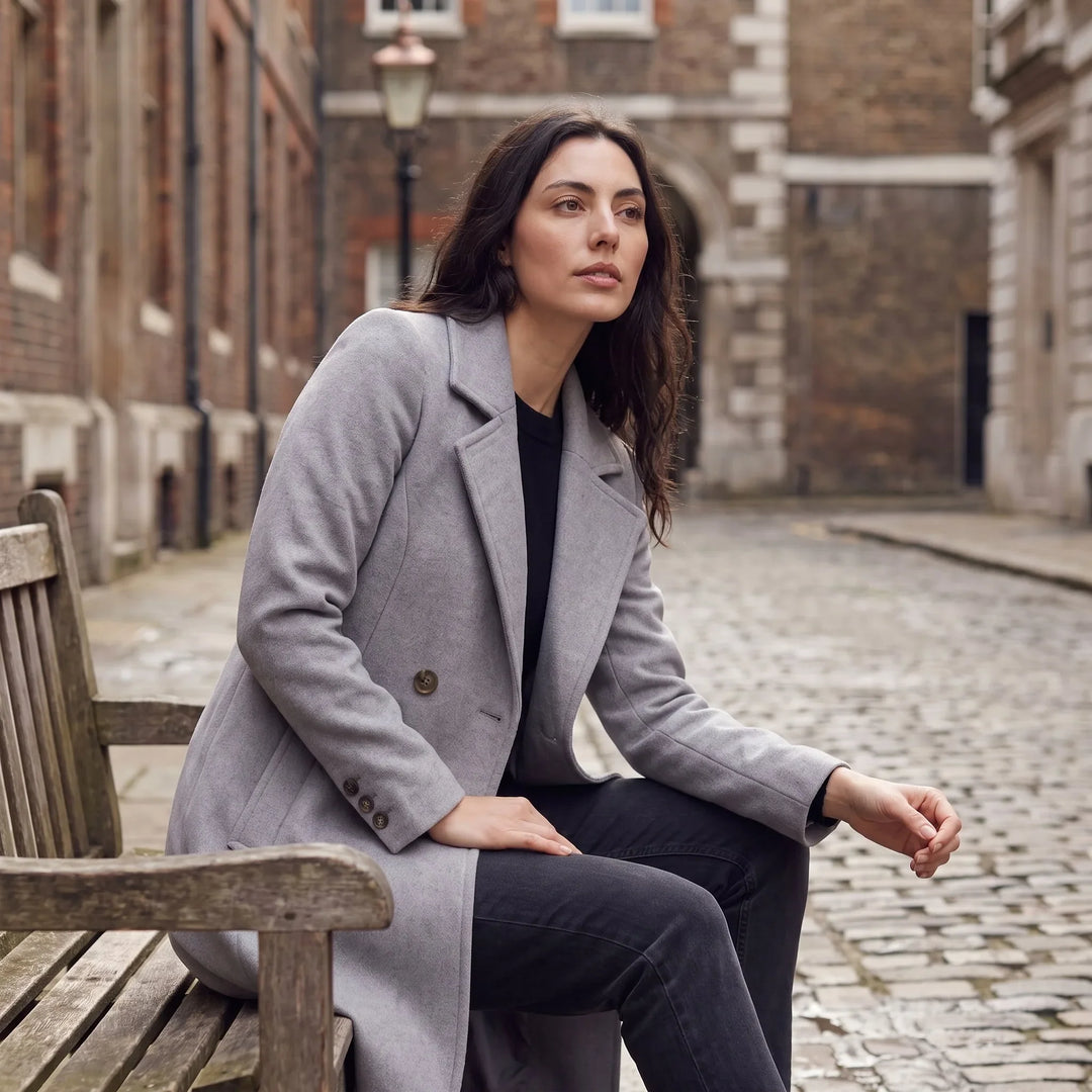 Nolwenn | Women's Wool-Blend Notch Collar Coat for Cold Weather