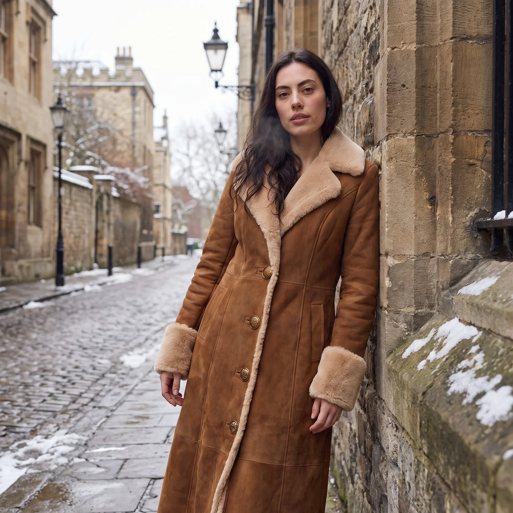 Honorine | Women's Long Faux Suede Coat for Cold Weather