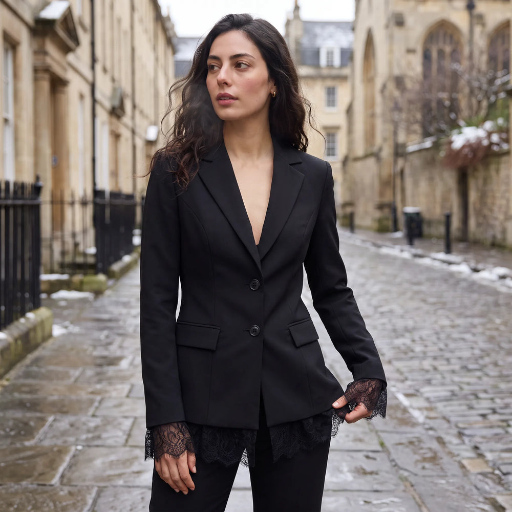 Xanthea | Women's Lace-Detail Blazer Jacket for Everyday Wear